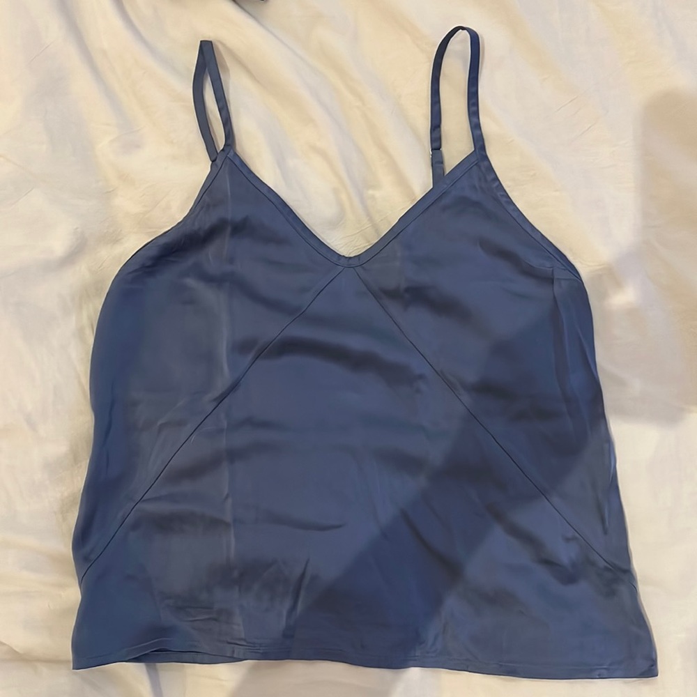 Everlane The Clean Silk Charmeuse Cami in blue size 00